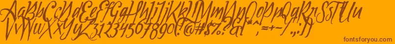 Tipbrush1Slanted Font – Brown Fonts on Orange Background