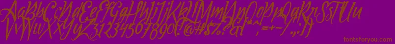 Tipbrush1Slanted Font – Brown Fonts on Purple Background