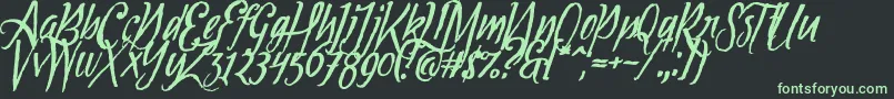 Tipbrush1Slanted Font – Green Fonts on Black Background