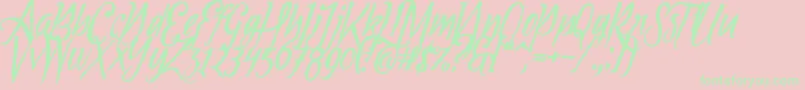 Tipbrush1Slanted-Schriftart – Grüne Schriften auf rosa Hintergrund