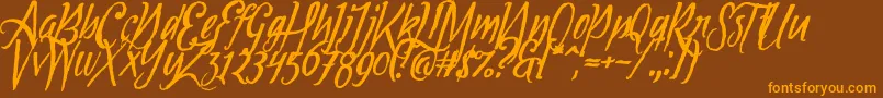 Tipbrush1Slanted Font – Orange Fonts on Brown Background
