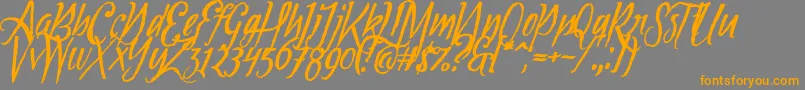 Tipbrush1Slanted-Schriftart – Orangefarbene Schriften auf grauem Hintergrund