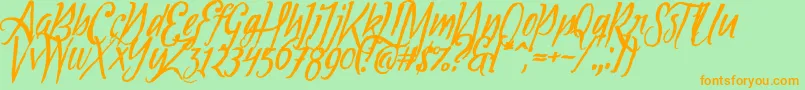 Tipbrush1Slanted Font – Orange Fonts on Green Background