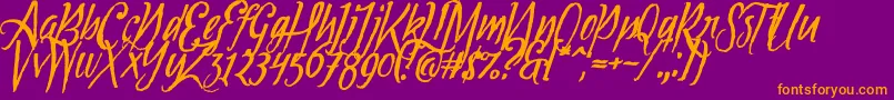 Tipbrush1Slanted Font – Orange Fonts on Purple Background