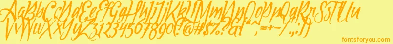 Tipbrush1Slanted Font – Orange Fonts on Yellow Background