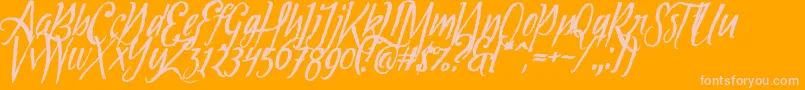 Tipbrush1Slanted Font – Pink Fonts on Orange Background