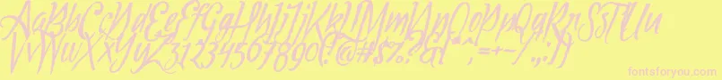 Tipbrush1Slanted Font – Pink Fonts on Yellow Background