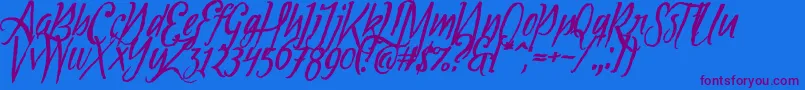 Tipbrush1Slanted Font – Purple Fonts on Blue Background