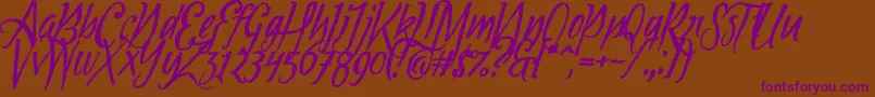 Tipbrush1Slanted Font – Purple Fonts on Brown Background