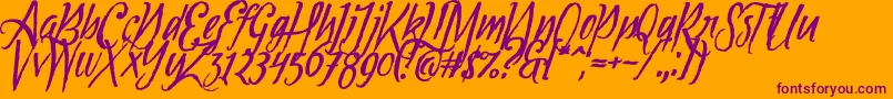 Tipbrush1Slanted Font – Purple Fonts on Orange Background