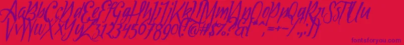 Tipbrush1Slanted Font – Purple Fonts on Red Background