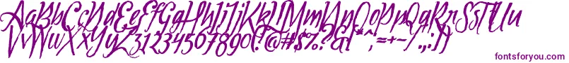 Tipbrush1Slanted Font – Purple Fonts on White Background