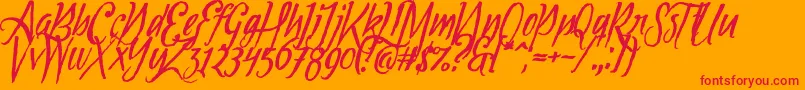 Tipbrush1Slanted Font – Red Fonts on Orange Background