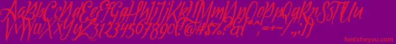 Tipbrush1Slanted Font – Red Fonts on Purple Background