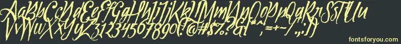 Tipbrush1Slanted Font – Yellow Fonts on Black Background