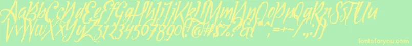 Tipbrush1Slanted Font – Yellow Fonts on Green Background