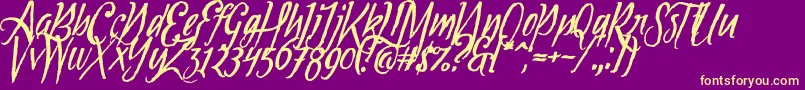 Tipbrush1Slanted Font – Yellow Fonts on Purple Background