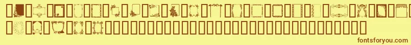 フォントFrames – 茶色の文字が黄色の背景にあります。