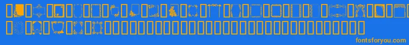 Frames-Schriftart – Orangefarbene Schriften auf blauem Hintergrund