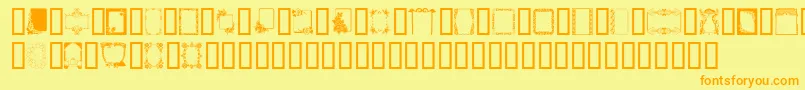 Frames-Schriftart – Orangefarbene Schriften auf gelbem Hintergrund
