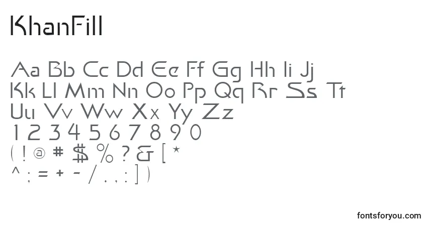 Czcionka KhanFill – alfabet, cyfry, specjalne znaki