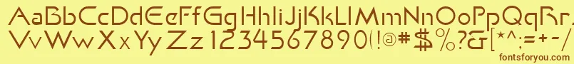 フォントKhanFill – 茶色の文字が黄色の背景にあります。