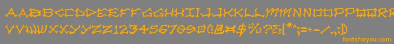 フォントRadv2 – オレンジの文字は灰色の背景にあります。