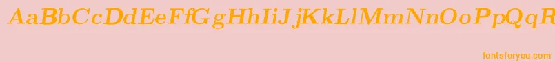 フォントCmRomanBoldslantedext – オレンジの文字がピンクの背景にあります。