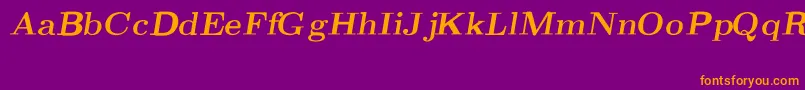 CmRomanBoldslantedext-fontti – oranssit fontit violetilla taustalla