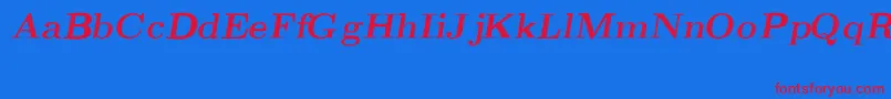 CmRomanBoldslantedext-Schriftart – Rote Schriften auf blauem Hintergrund