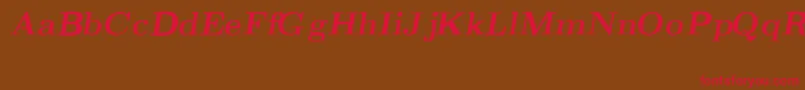 フォントCmRomanBoldslantedext – 赤い文字が茶色の背景にあります。