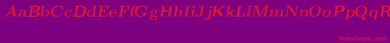 CmRomanBoldslantedext-fontti – punaiset fontit violetilla taustalla