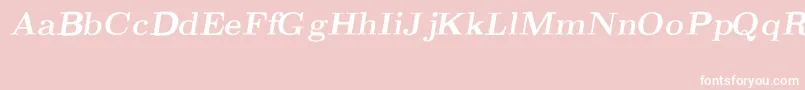 CmRomanBoldslantedext-fontti – valkoiset fontit vaaleanpunaisella taustalla