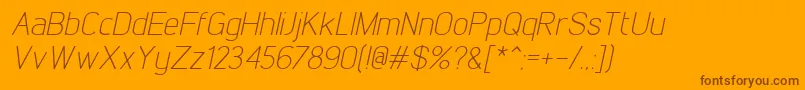Weitere Informationen zur LintelLightitalic-Schriftart LintelLightitalic-Schriftart – Braune Schriften auf orangefarbenem Hintergrund