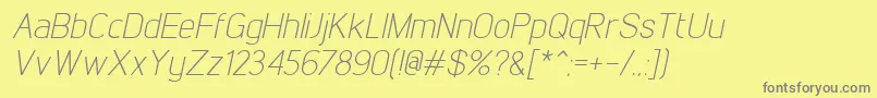 Fonte LintelLightitalic – fontes cinzas em um fundo amarelo