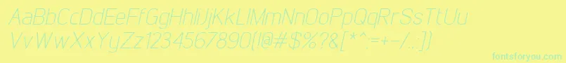 LintelLightitalic-fontti – vihreät fontit keltaisella taustalla