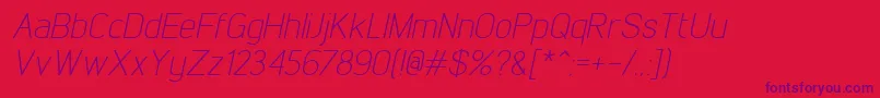Fonte LintelLightitalic – fontes roxas em um fundo vermelho