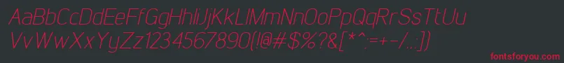Fonte LintelLightitalic – fontes vermelhas em um fundo preto