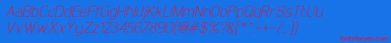 LintelLightitalic Font – Red Fonts on Blue Background