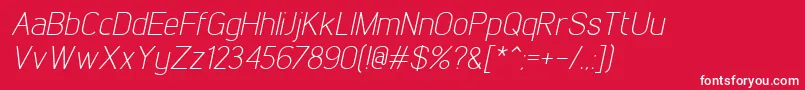 フォントLintelLightitalic – 赤い背景に白い文字