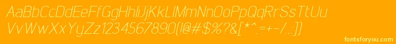 LintelLightitalic-fontti – keltaiset fontit oranssilla taustalla