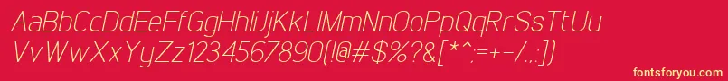 LintelLightitalic-Schriftart – Gelbe Schriften auf rotem Hintergrund