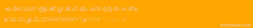 CatherineDeBeaumont-fontti – vaaleanpunaiset fontit oranssilla taustalla