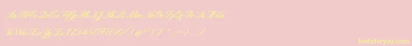 CatherineDeBeaumont Font – Yellow Fonts on Pink Background