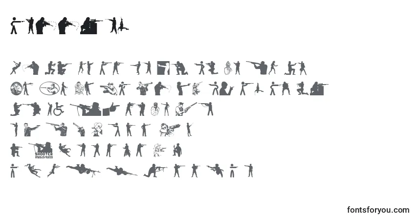 Czcionka Shooter – alfabet, cyfry, specjalne znaki