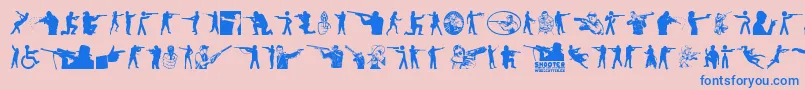 Shooter Font – Blue Fonts on Pink Background