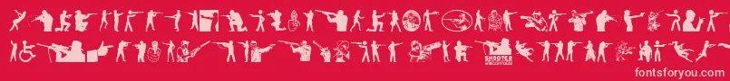 Shooter-Schriftart – Rosa Schriften auf rotem Hintergrund