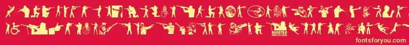 Fonte Shooter – fontes amarelas em um fundo vermelho