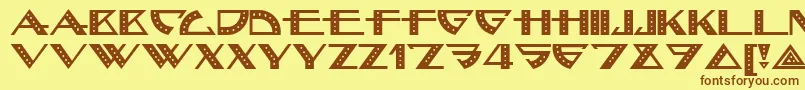Bellhop-Schriftart – Braune Schriften auf gelbem Hintergrund