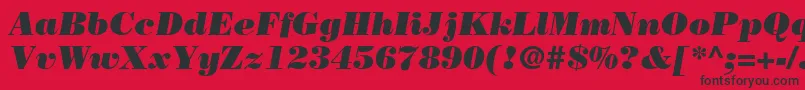 Fonte BodoniLtPosterItalic – fontes pretas em um fundo vermelho